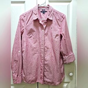 Tommy Hilfiger Women's Heritage Red Stripe Shirt Women’s Classic Fit Medium.